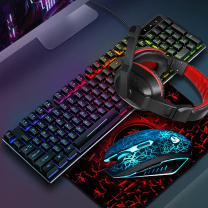LD-126 4 in 1 Luminous Keyboard + Mouse + Earphone + Mouse Pad Set