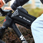 WEST BIKING Bicycle Upper Tube 2.2L Hard Shell Bag For 7.4 Inch Mobile Phone, Black, Dark Green