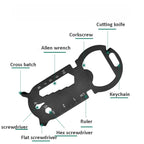 Large Round Head Outdoor Multifunctional EDC Tool Card, Black, Silver