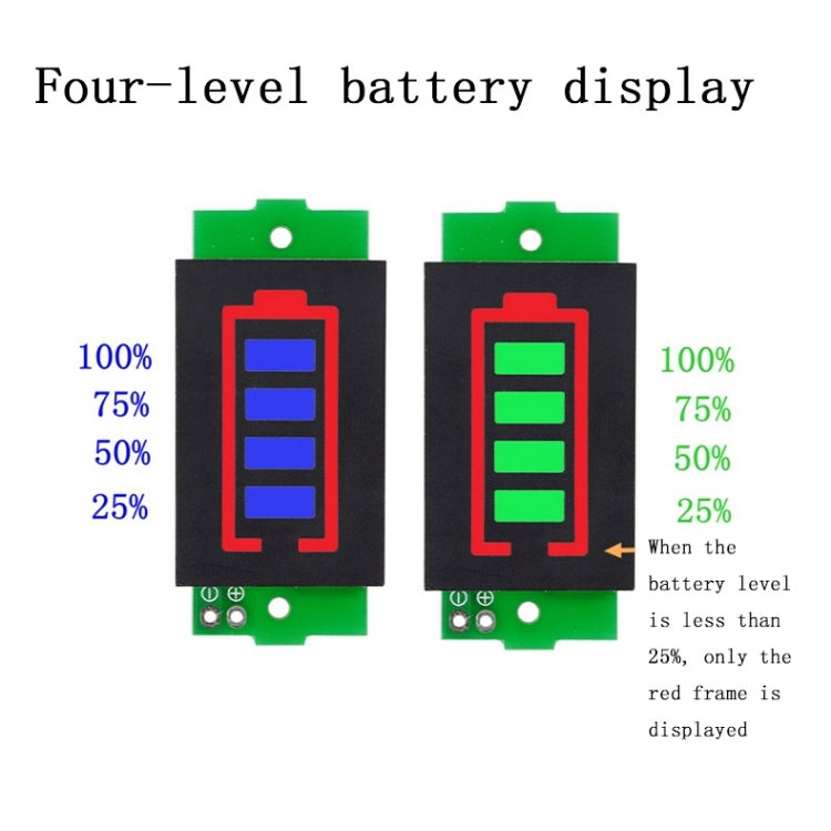Lithium Battery Fuel Gauge Display Module, Green, Blue