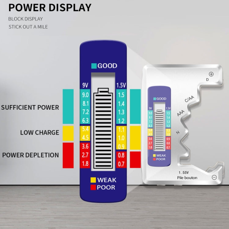 ANENG 1.5V/9V Battery Power Voltage Detector, Silver, Black
