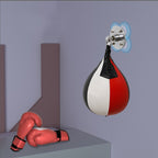 Suspended Pear-Shaped Boxing Speed Ball, Black Red White, Red