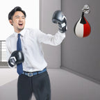 Suspended Pear-Shaped Boxing Speed Ball, Black Red White, Red