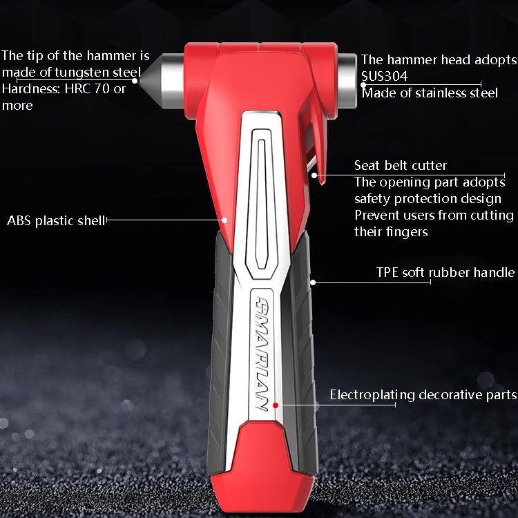 CS-B07 Car Multi-Function Emergency Hammer Fire Escape Hammer, Red, Black
