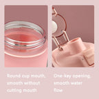1000ml Large Capacity Gradient ColorsPlastic Sports Water Cup, Cherry Pink, Sky Blue, Silver Gray