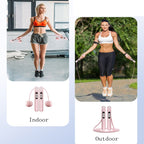 Smart Corded / Cordless Dual-Use Bluetooth APP Counting Skipping Rope, Pink, Gray