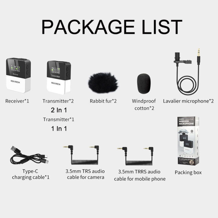 MAMEN KT-W1 Live Single-Reverse Camera Microphone, Specification:, 1 in 1, 2 in 1