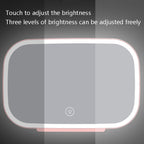 Car Sun Visor Makeup Mirror With LED Light, White, Pink