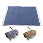 FWP Waterproof Thick Tassel Picnic Mat, Size: 200x150cm, 200x150cm Navy Blue, 200x150cm Coffee