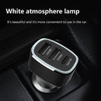 QIAKEY GT690C Dual USB + USB-C / Type-C Aluminum Alloy Three-Hole Car Charger, Black, Gray