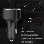 QIAKEY GT690C Dual USB + USB-C / Type-C Aluminum Alloy Three-Hole Car Charger, Black, Gray