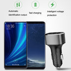 QIAKEY GT690C Dual USB + USB-C / Type-C Aluminum Alloy Three-Hole Car Charger, Black, Gray