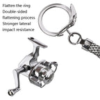 Metal Fishing Wheel Decoration Pendant Mini Wheel Fish Key Chain, A, B, C