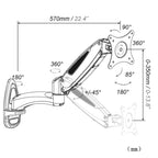 Gibbon Mounts GM112W Wall-Mounted Gas Spring Lifting Computer Monitor Stand