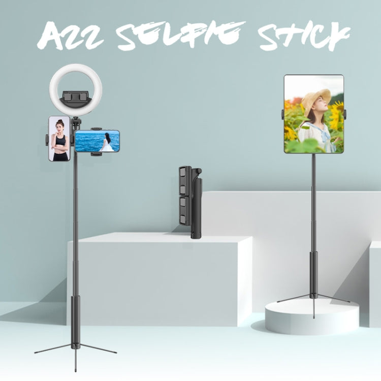 CYKE A22 Bluetooth Remote Control With Tripod Photo Live Bracket, A22-80CM-Black (Dual Camera)