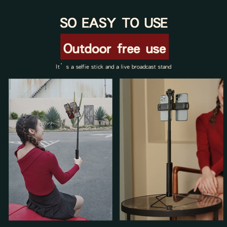 CYKE A22 Bluetooth Remote Control With Tripod Photo Live Bracket, A22-80CM-Black (Dual Camera)