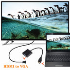 ZHQ007 HD 1080P HDMI to VGA Converter, White, Black