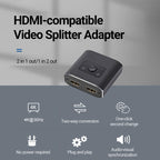 2  to 1 Out HD HDMI Switch, 4K 30Hz Black