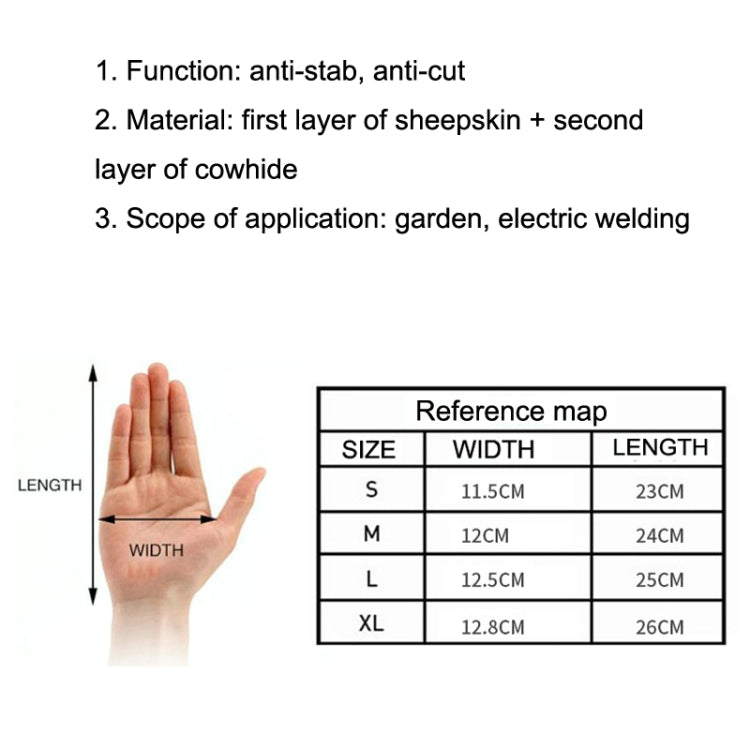 1 Pair JJ-5002 Outdoor Riding Gardening Genuine Leather Safety Gloves, Size:, S, M, L, XL