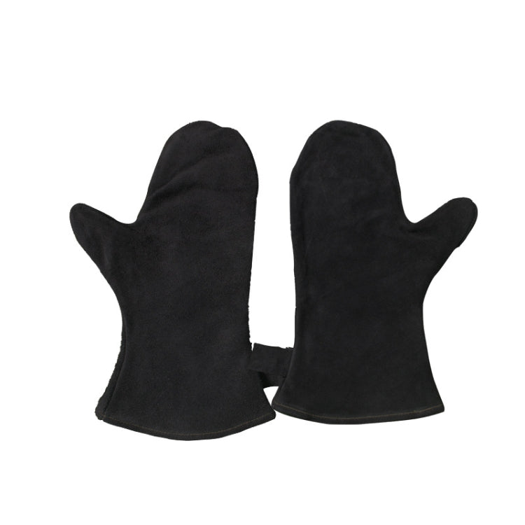 1 Pair Outdoor BBQ Genuine Leather Heat Insulation Gloves, KX139