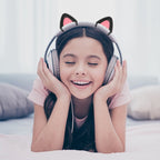 T6 Cute Cat Ear Decoration for Headphones, Black, White