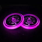 1 Pair 68mm LED Smart Light-Emitting Coaster Light Car Cup Slot Atmosphere Light, Beverage, Brick, Cat Claws, Modern Technology, Star, Genesis, Magic Array