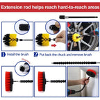 Car Tire Slits Multi-Function Cleaning Brush, 23 PCS / Set