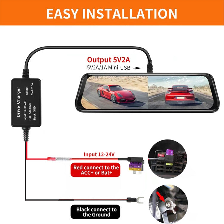 C301 12V to 5V Car ACC Takes Electricity Buck Cables, Model: MINI Straight Buck Cable + 1 x Take Appliance, Buckle + 4 x Take Appliance, MINI, Buckle + Electric Pen + Cable Tie