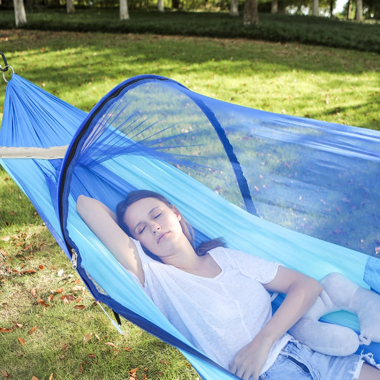 Outdoor Camping Anti-Mosquito Quick-Opening Hammock, Spec:, Single (Blue+Sky Blue), Single (Fruit Green+Ink Green), Single (Pink+Sky Blue), Single (Army Green), Single (Camel Color), Single (Gray+Orange), Double (Blue+Sky Blue)                         ...