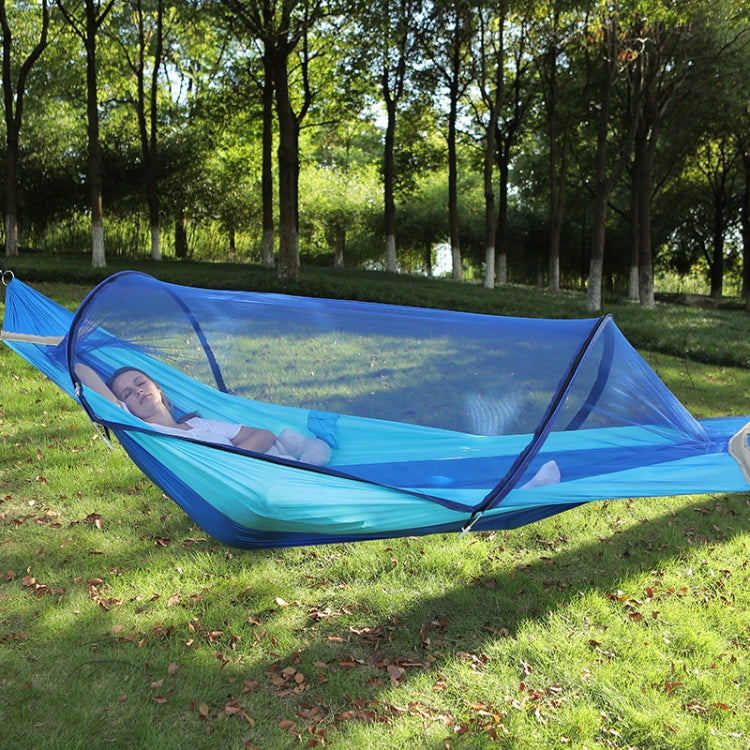 Outdoor Camping Anti-Mosquito Quick-Opening Hammock, Spec:, Single (Blue+Sky Blue), Single (Fruit Green+Ink Green), Single (Pink+Sky Blue), Single (Army Green), Single (Camel Color), Single (Gray+Orange), Double (Blue+Sky Blue)                         ...