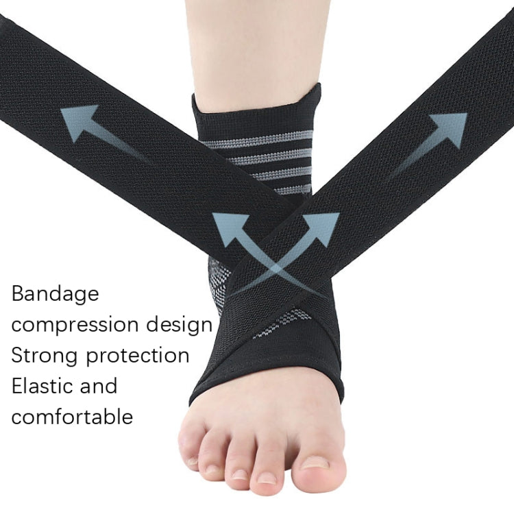 Nylon Sports Compression Striped Bandage Ankle Support, S, M, L, XL