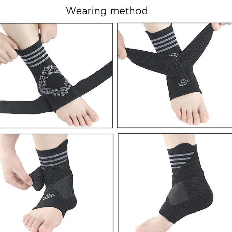 Nylon Sports Compression Striped Bandage Ankle Support, S, M, L, XL