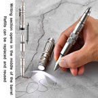 P08 Outdoor LED With Flashing Tungsten Steel Window Breaking Self-Defense Pen, Black, Gold, Grey