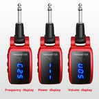 U12DX  6.35mm Jack Wireless Guitar Transmitter Receiver Rechargeable Adapter, U12DX Red, U12DX Black