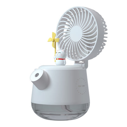 A04a USB Cute Pet Kettle Spray Desktop Fan, White Lucky Cat, Pink Small Dinosaur