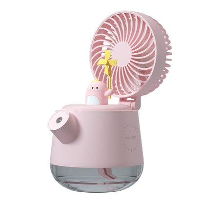 A04a USB Cute Pet Kettle Spray Desktop Fan, White Lucky Cat, Pink Small Dinosaur