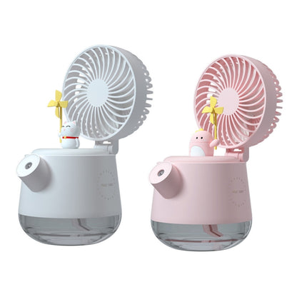 A04a USB Cute Pet Kettle Spray Desktop Fan, White Lucky Cat, Pink Small Dinosaur