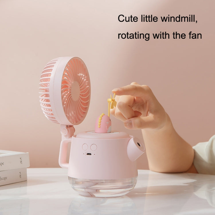A04a USB Cute Pet Kettle Spray Desktop Fan, White Lucky Cat, Pink Small Dinosaur