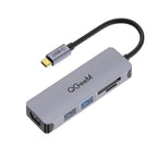 QGeeM QG-UH05-4 5 In 1 TYPE-C Extension HUB Adapter Compatible with SD/TF Reader, 5 In 1