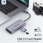QGeeM 7 In 1 Multifunctional USB3.0 TYPE-C Extension HUB Adapter, QG-UH07-3(7 In 1)