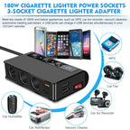 TR24 3 In 1 Car Cigarette Lighter Independent Switch Charger, TR24 (Black), TR24 (Black Red)