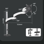 Gibbon Mounts FE112 Aluminum Alloy Lifting and Rotating LCD Computer Monitor Bracket, Clip Table, Perforation