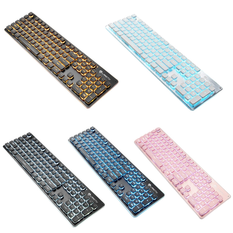 LANGTU L1 104 Keys USB Home Office Film Luminous Wired Keyboard, Cable Length:1.6m, L1 White Light Pink, L1 Orange Light Black, L1 Ice Blue Light Silver White, L1 White Light Black, L1 Ice Blue Light Black