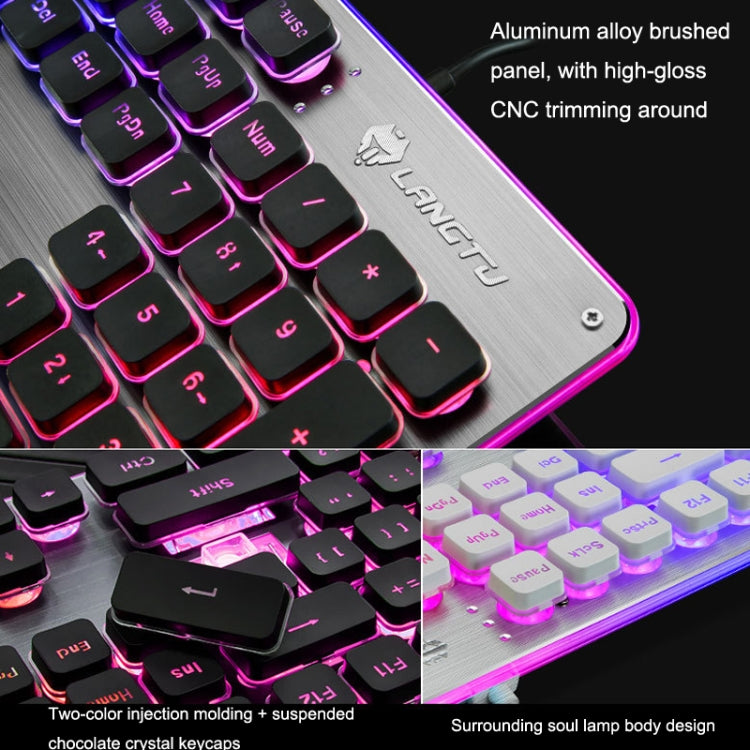 LANGTU L1 104 Keys USB Home Office Film Luminous Wired Keyboard, Cable Length:1.6m, L1 White Light Pink, L1 Orange Light Black, L1 Ice Blue Light Silver White, L1 White Light Black, L1 Ice Blue Light Black
