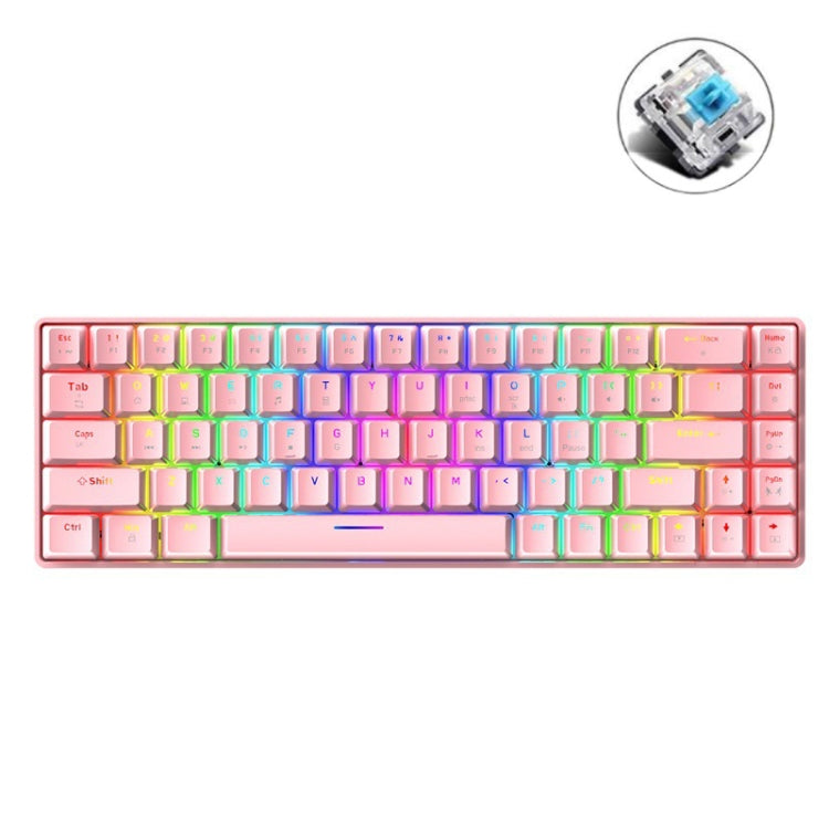 ZIYOU LANG T8 68 Keys RGB Luminous Gaming Mechanical Keyboard, Cable Length:1.6m, T8 Pink Green Shaft, T8 Purple Green Shaft, T8 Black Green Shaft, T8 Black Tea Shaft, T8 White Green Shaft, T8 White Red Shaft, T8 Blue Green Shaft