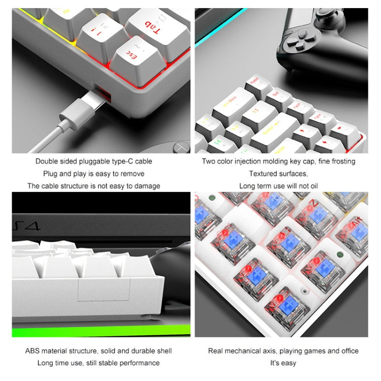 ZIYOU LANG T8 68 Keys RGB Luminous Gaming Mechanical Keyboard, Cable Length:1.6m, T8 Pink Green Shaft, T8 Purple Green Shaft, T8 Black Green Shaft, T8 Black Tea Shaft, T8 White Green Shaft, T8 White Red Shaft, T8 Blue Green Shaft