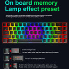 ZIYOU LANG T8 68 Keys RGB Luminous Gaming Mechanical Keyboard, Cable Length:1.6m, T8 Pink Green Shaft, T8 Purple Green Shaft, T8 Black Green Shaft, T8 Black Tea Shaft, T8 White Green Shaft, T8 White Red Shaft, T8 Blue Green Shaft