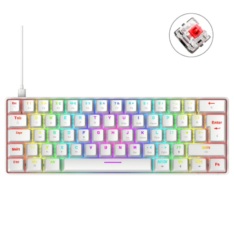 ZIYOU LANG T60 62-Key RGB Luminous Mechanical Wired Keyboard, Cable Length:1.5m, T60 White Red Shaft, T60 Blue Green Shaft, T60 Blue Red Shaft, T60 Black Green Shaft, T60 Black Tea Shaft, T60 White Green Shaft