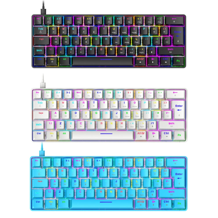 ZIYOU LANG T60 62-Key RGB Luminous Mechanical Wired Keyboard, Cable Length:1.5m, T60 White Red Shaft, T60 Blue Green Shaft, T60 Blue Red Shaft, T60 Black Green Shaft, T60 Black Tea Shaft, T60 White Green Shaft