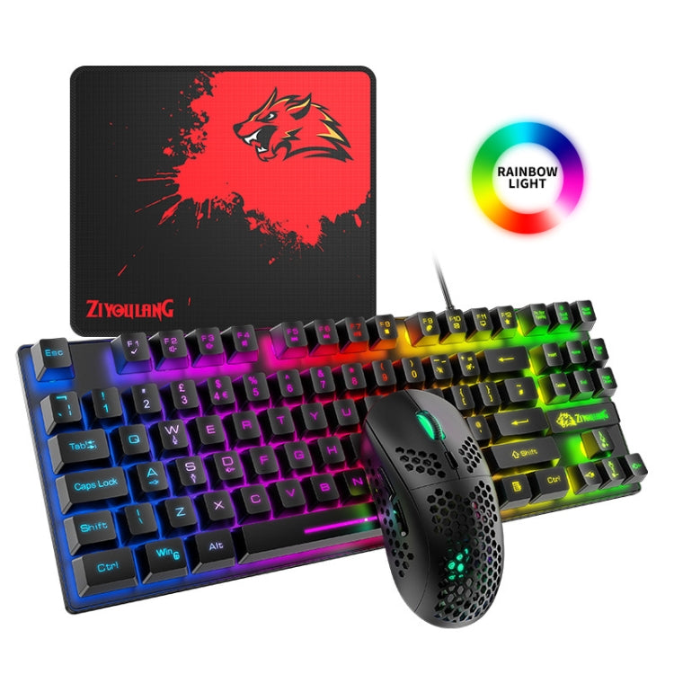 ZIYOU LANG T2 88 Keys Gaming Mechanical Luminous Keyboard and Mouse Set, Cable Length: 1.6m, T2 Blue, T2 Black, T2 White